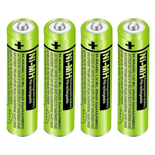 pingju NI-MH AAA Rechargeable Battery 1.2V 400mah 4-Pack AAA Batteries for Panasonic Cordless Phones, Remote Controls, Electronics