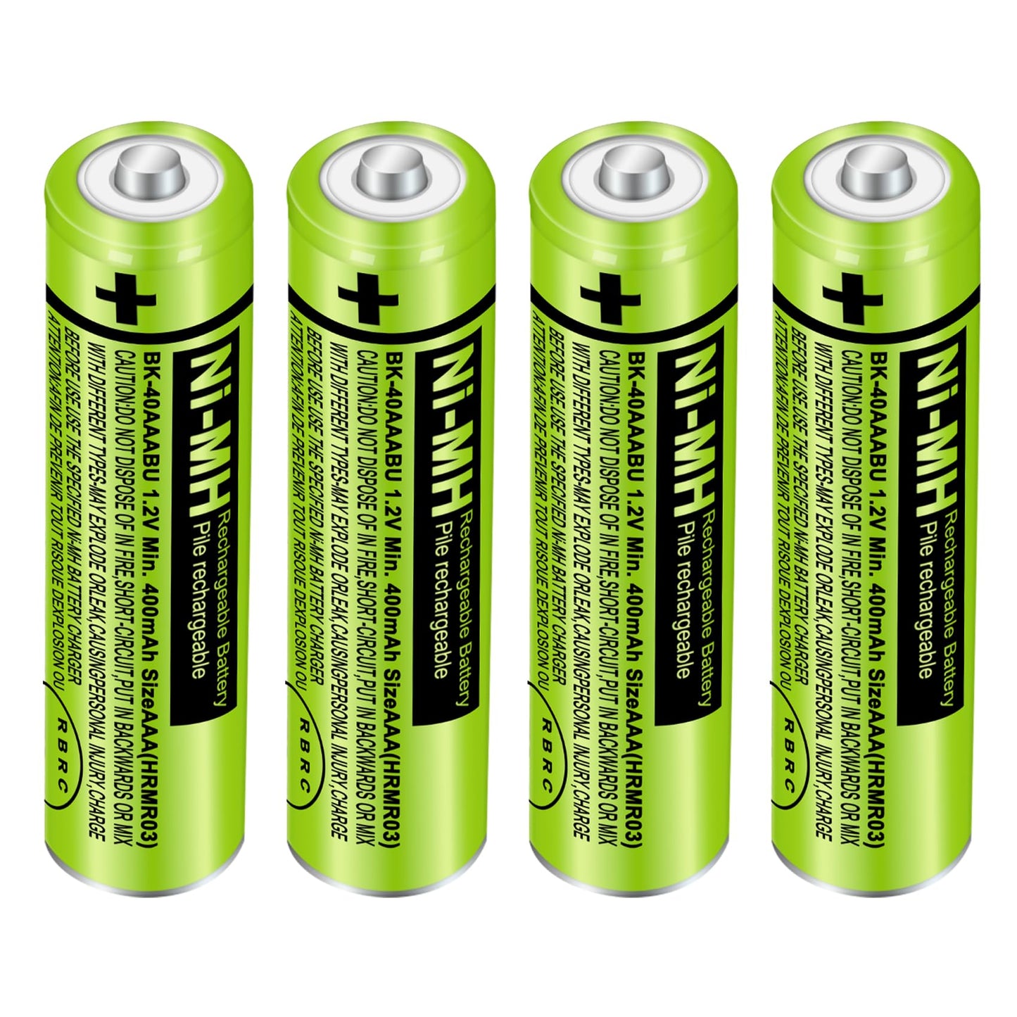 pingju NI-MH AAA Rechargeable Battery 1.2V 400mah 4-Pack AAA Batteries for Panasonic Cordless Phones, Remote Controls, Electronics