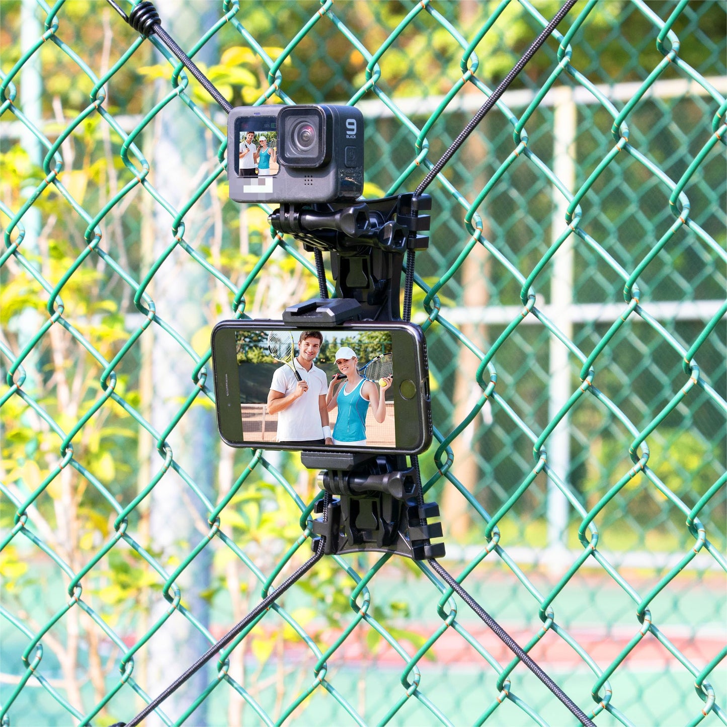Baseball Cell Phone Fence Mount, iPhone Fence Mount with Battery Holder for iPhone & Android, Gopro, Mevo Start, Support Recording While Charging
