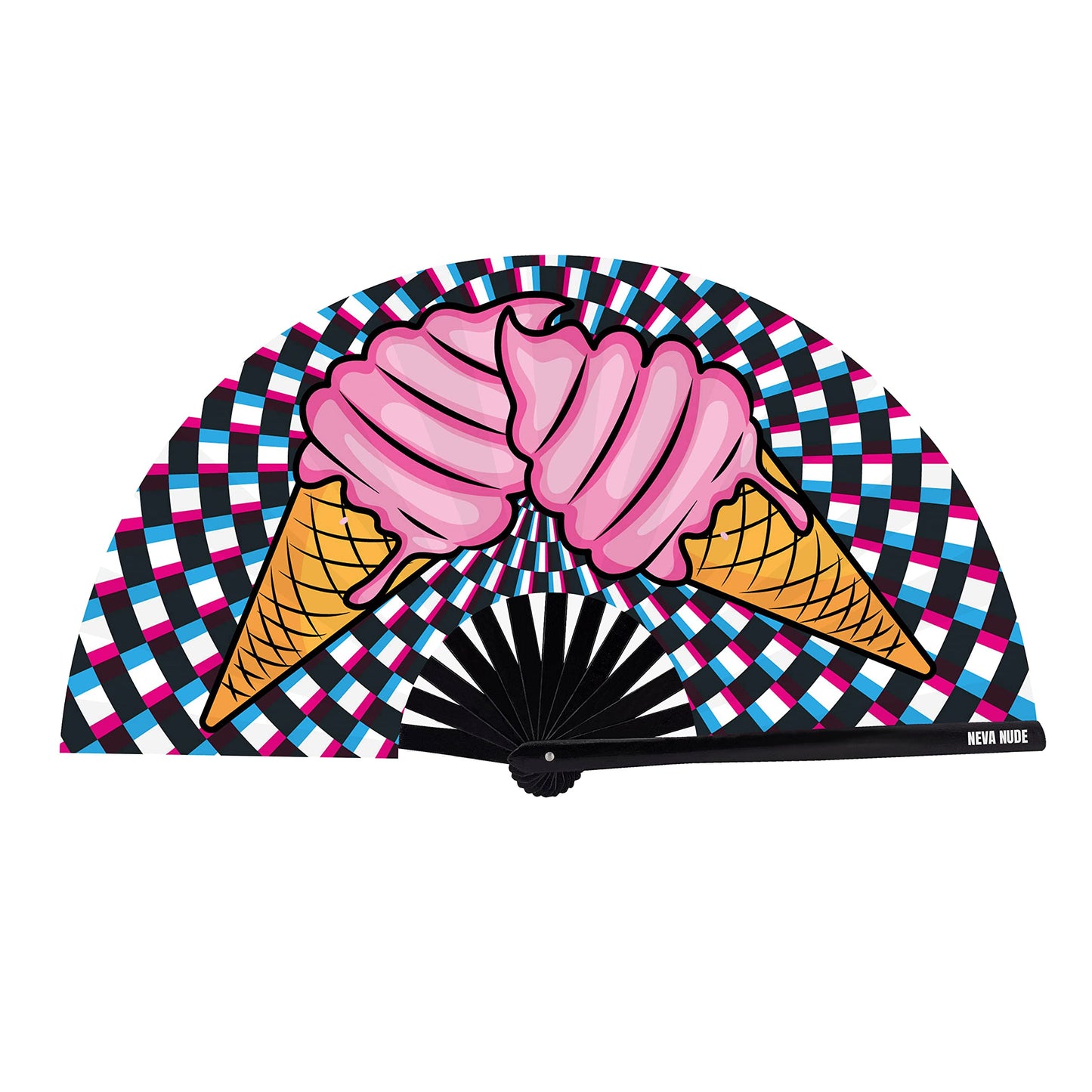 Neva Nude Rave Folding Hand Fan - UV Blacklight Reactive Handheld Fan with Drawstring Case | Perfect for Summer Festivals, Raves, Carnivals, Concerts