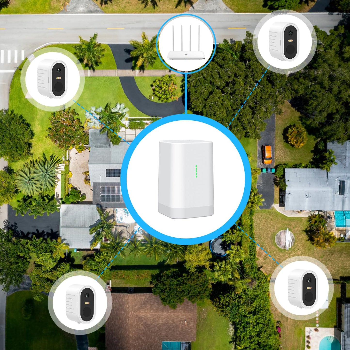 Security Cameras Wireless Outdoor No Subscription,5G/2.4G WiFi 4MP Solar Cameras for Home Security 2Cam-Kit,Supports 128GB Local Storage,PIR Alerts