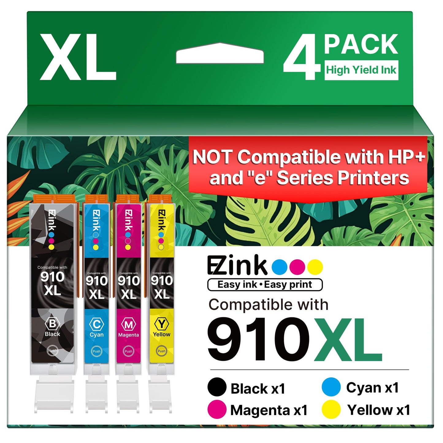 E-Z Ink 910XL Ink Cartridges for HP Printers Replacement for HP 910XL Ink Cartridges Combo Pack 910XL Black and Color Combo Pack Use with OfficeJet