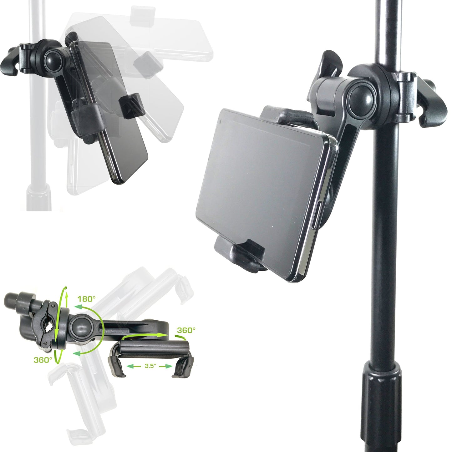 Accessory Basics Music Boom Mic Microphone Stand Smartphone Mount w/360° Swivel Adjust Holder for All Smartphones up to 3.75 inches Wide (Zoom Video