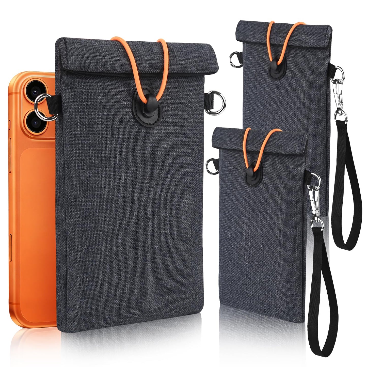 Faraday Bags for Phones 2 Pack, Signal Blocking Bag, Go Dark Bag, RFID Blocking Pouch for Cell Phone, Car Key Fob, Credit Cards (Dark Gray)