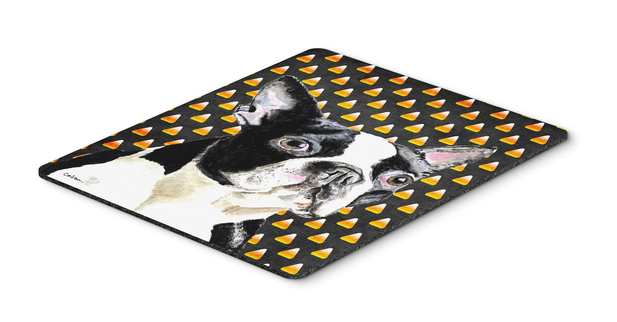 Caroline's Treasures SC9171MP Boston Terrier Candy Corn Halloween Portrait Mouse Pad, Hot Pad or Trivet for Home Office Gaming Working Computers