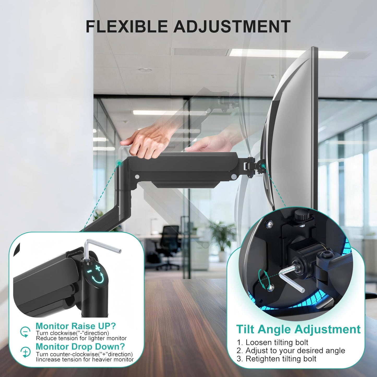 WALI Computer Monitor Wall Mount for 17 to 32 Inch Screens, Single Monitors Mount Holds up to 22lbs, Fully Adjustable Wall Mount Monitor Arm