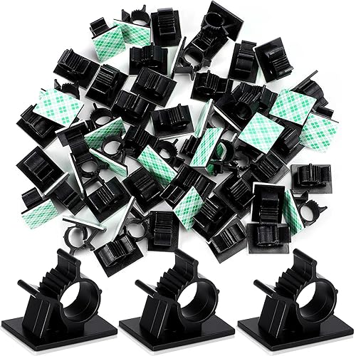 Eboot 50 Pieces Adhesive Cable Wire Clips Strong Cord Clips Wire Holders Cable Cord Straps Management Clamps Tie Holder for The Wall, Under Desk, Car
