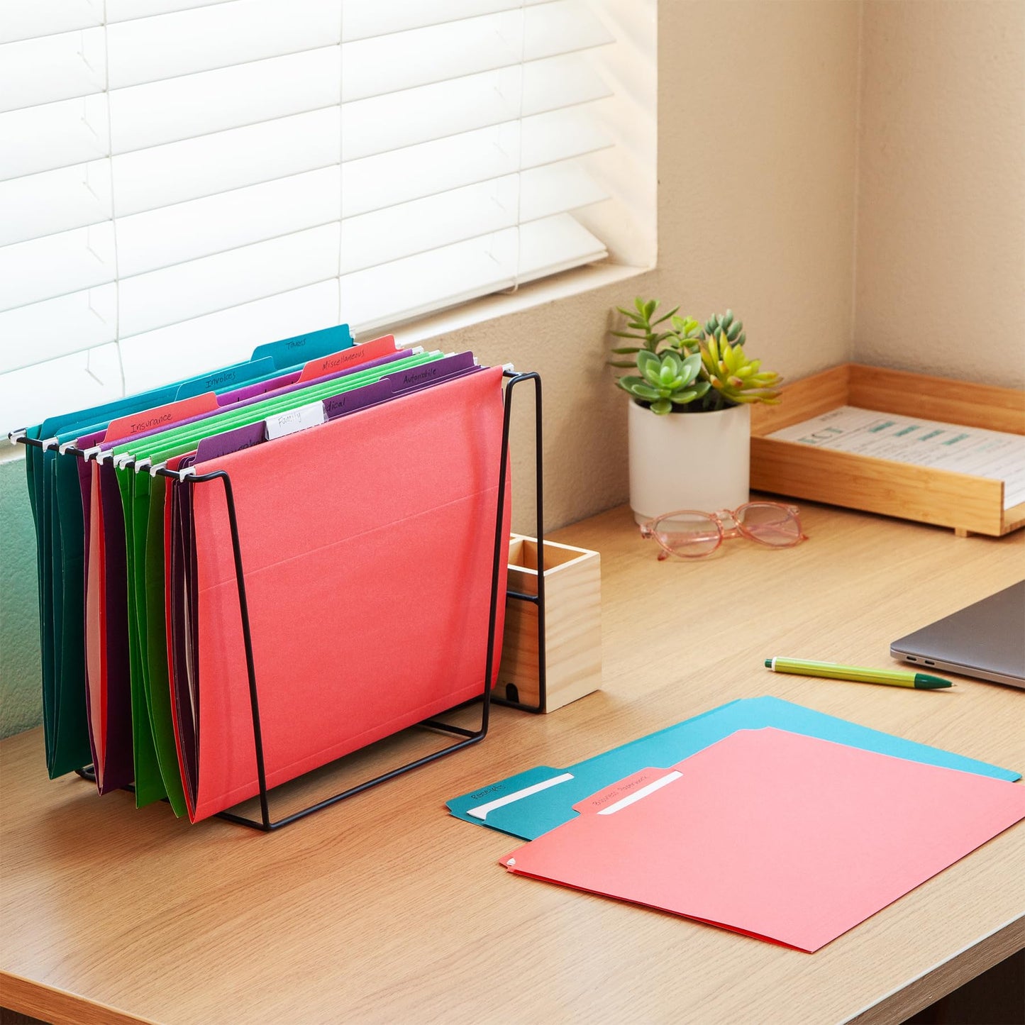 Oxford Hanging File Folders, 25 Pack, Letter Size (8.5" x 11"), 4 Tropical Colors, 5 Tab Positions, Includes Tabs and Inserts, Hanging Files