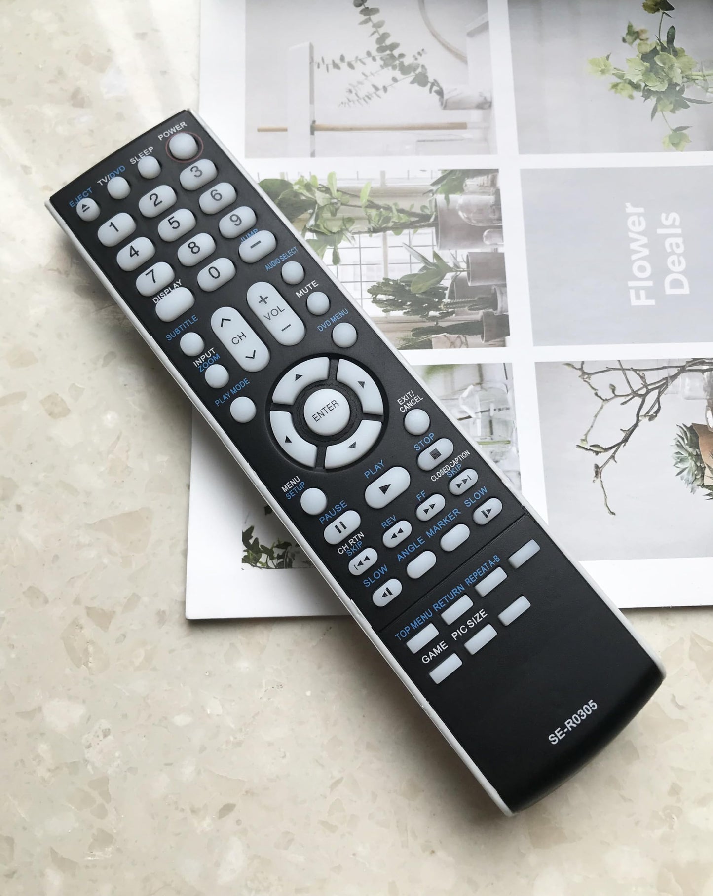 Replacement Remote Control for Toshiba SE-R0305 TV/DVD Combo 19LV61K 22LV506 22LV610 26LV61 26LV61K 26LV610U 32CV100 32CV100U