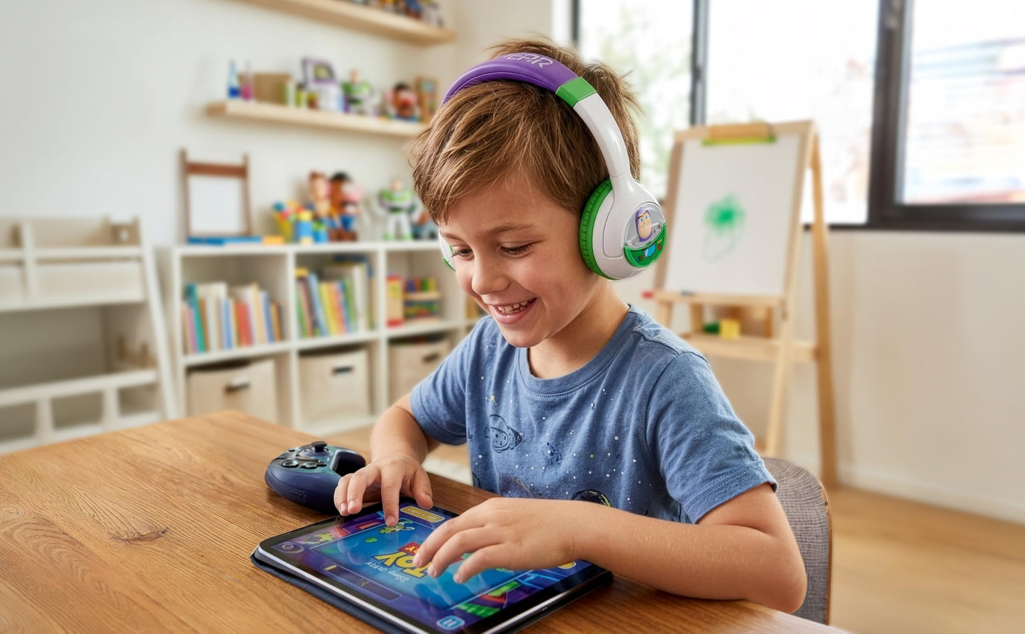 Toy Story 5 Buzz Lightyear Bluetooth Headphones for Kids, Wireless Headphones for School, Home or Travel