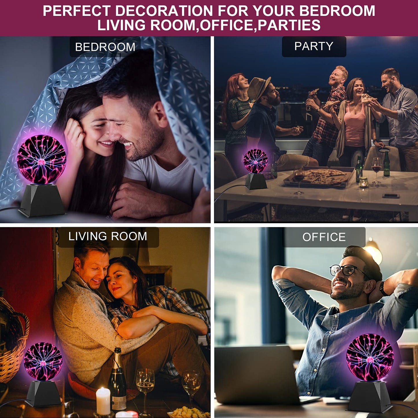 Gresus 7 Inch Plug-in Magic Plasma Ball Lamp - Touch & Sound Sensitive Interactive Plasma Lamp Nebula Sphere Globe, Science Educational Gift