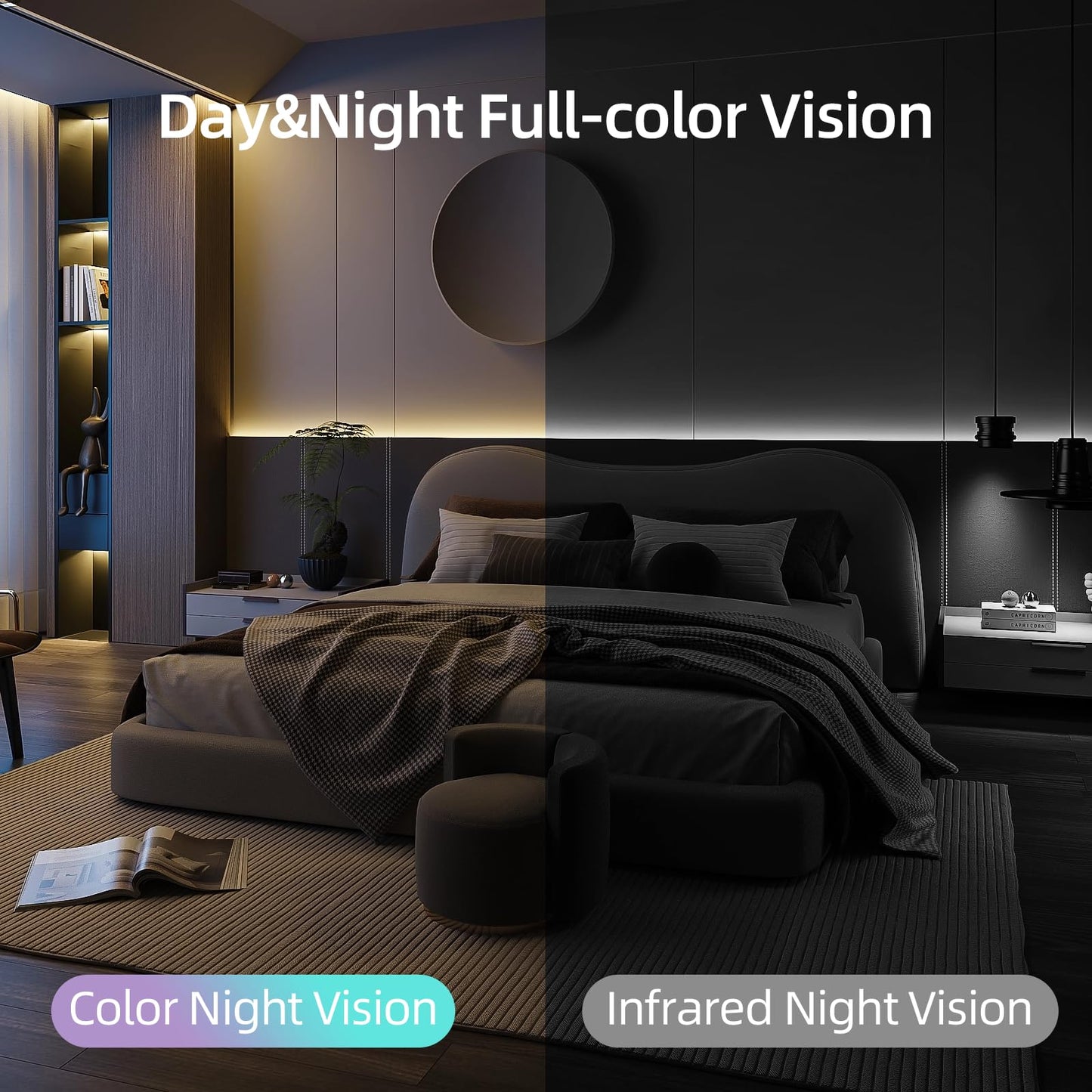 Hawkray 360° 2K 3MP Security Camera Indoor,2.4/5GHz WiFi Smart Motion Alert with AI & 911 Connect,Color Night Vision,355° Pan 60° Tilt,Two-Way Talk