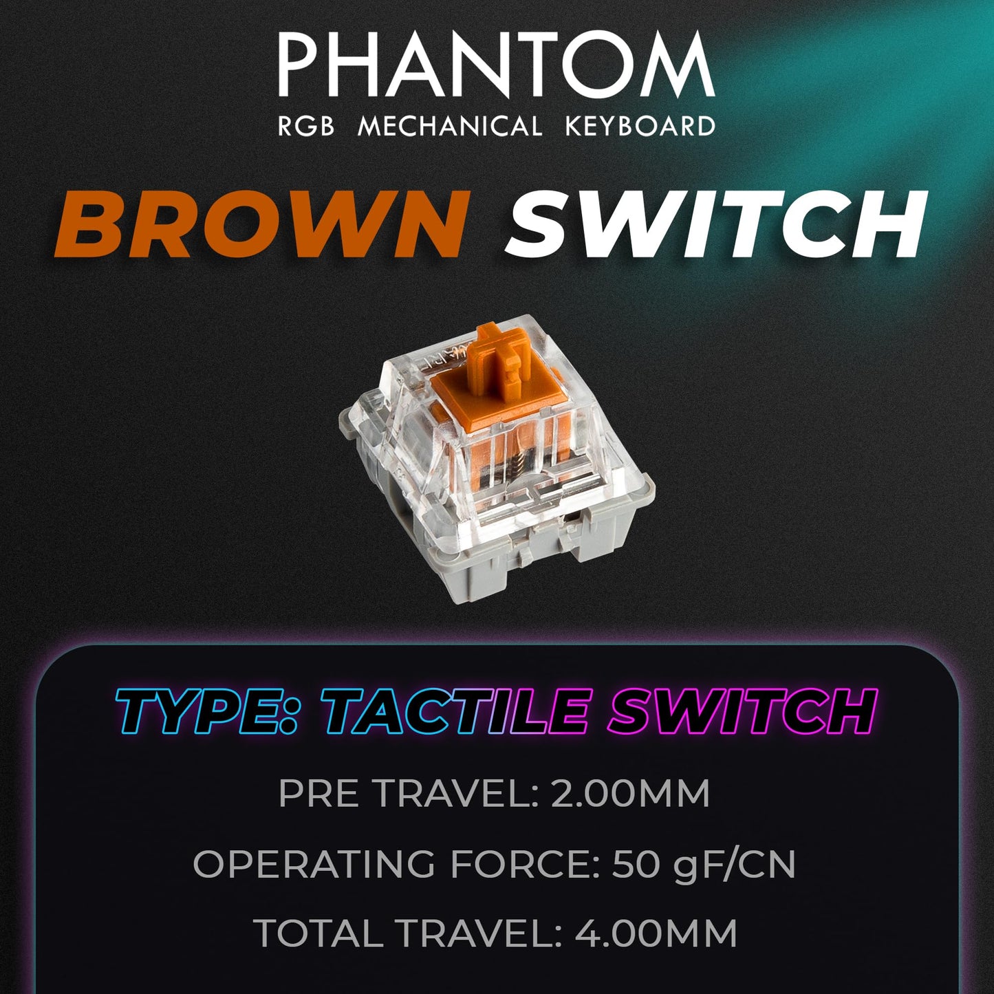 TECWARE Phantom+ Elite 87 Mechanical Gaming Keyboard | RGB LED Backlit | Hot Swappable Wraith Brown Switches | 87 Key TKL Layout | Thocky Sound