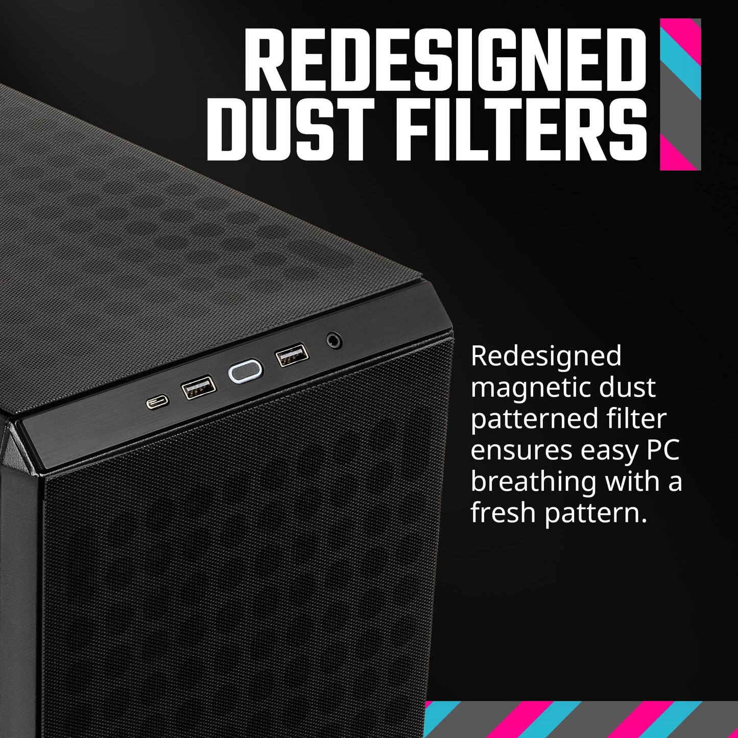 Cooler Master Q300L V2 Micro-ATX Tower, Magnetic Patterned Dust Filter, USB 3.2 Gen 2x2 (20GB), Tempered Glass, CPU Coolers Max 159mm, GPU 360mm