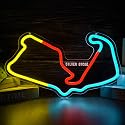 Silver Stone Neon Sign for Wall Decor USB Powered Wall Art Racing Track Neon Light Dimmable Led Sign for Man Cave Garage Game Room Gift for Formula 1