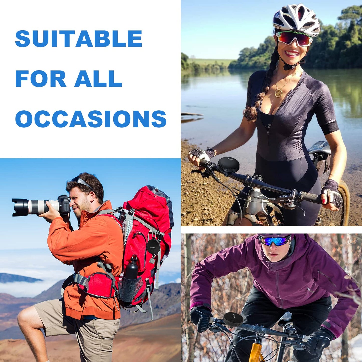 Upgraded Compact Portable Bluetooth 5.0 Wireless Bike 5W/8W Stereo Speaker, IP67 Waterproof Outdoor &10h Play Time, Advanced Class D Amplifier