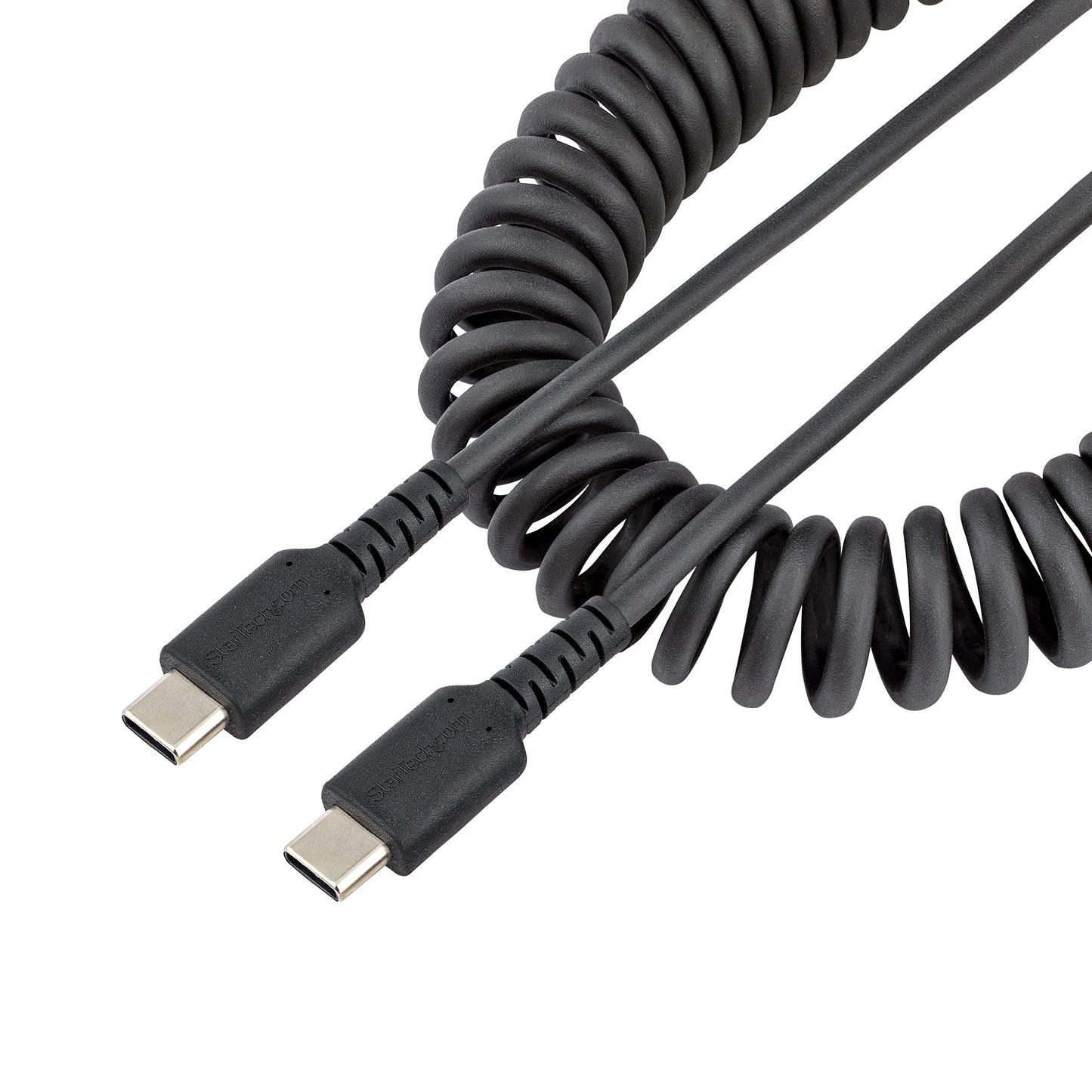 StarTech.com 3ft (1m) USB C Charging Cable, Coiled Heavy Duty Fast Charge & Sync USB-C Cable, USB 2.0 Type-C Cable, Rugged Aramid Fiber, Durable Male