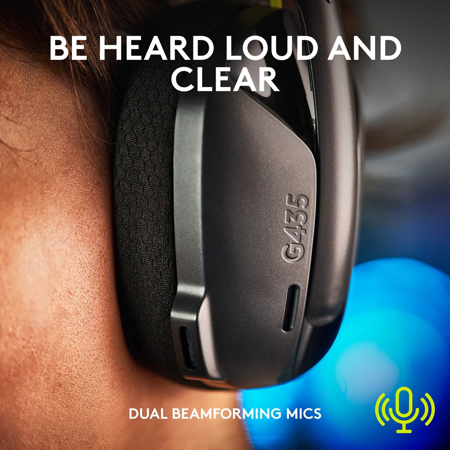 Logitech G435 Lightspeed & Bluetooth Wireless Gaming Headset - Lightweight Over-Ear Headphones, Built-in mics, 18h Battery, Dolby Atmos, PC, PS4, PS5