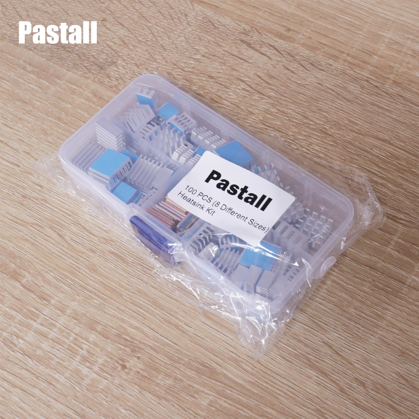 Pastall 100 PCS (8 Different Sizes) Heatsink Kit with Conductive Adhesive Tape, Aluminum Heat Sinks Cooler and Copper Heat Sink for Raspberry Pi A B