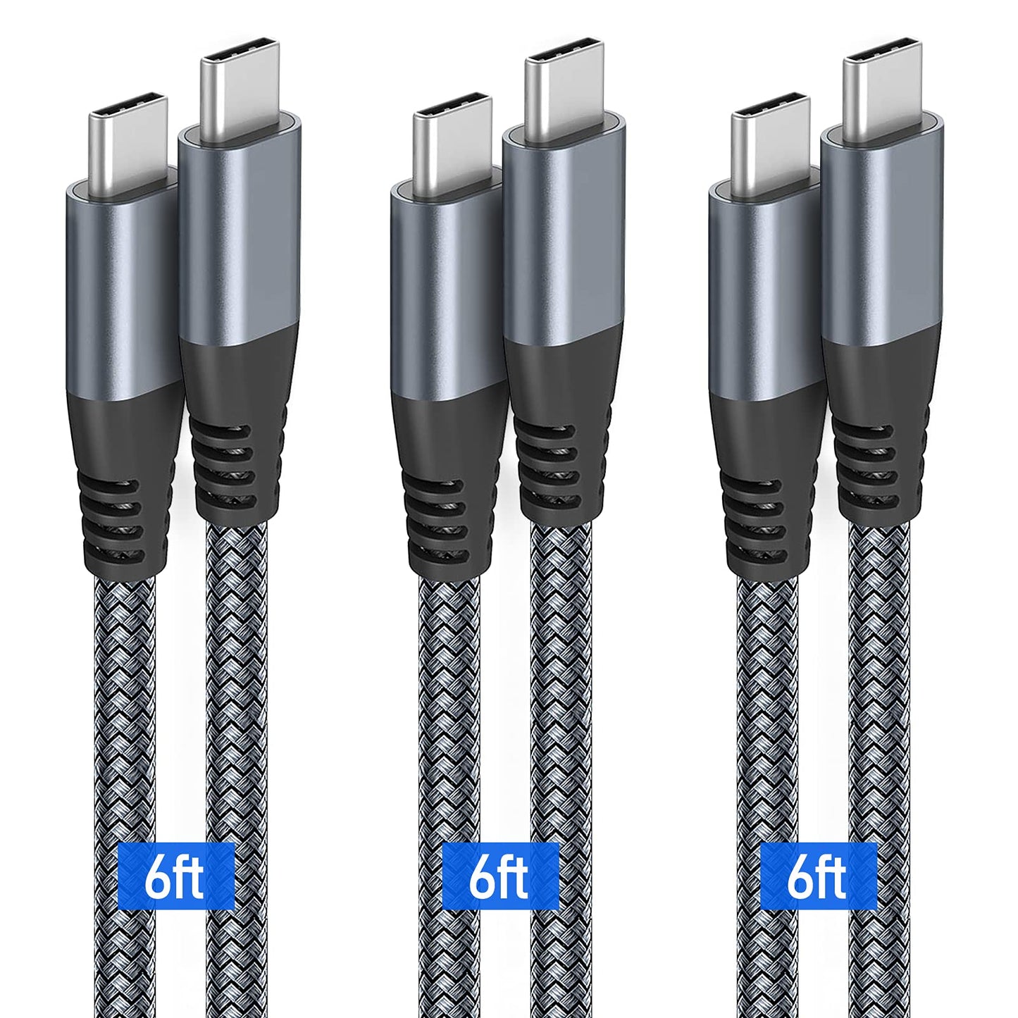 Puxnoin USB C to USB C Cable 6ft 60w, 3Pack USB C Cable, PD Type C Charging Cable Fast Charging Compatible with iPhone 15, MacBook Pro, iPad Pro