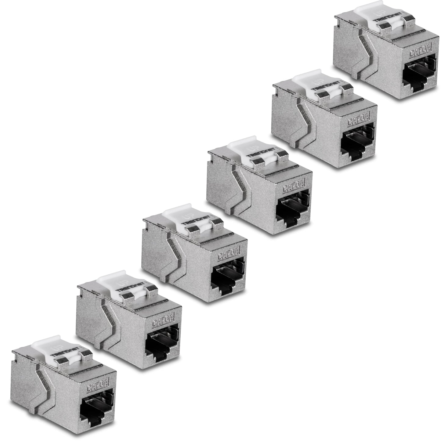 TRENDnet Cat6A RJ45 Keystone Inline Coupler Keystone Jack, 6-Pack, TC-KC06C6A, Keystone Jack Female to Female for Wall Plates & Blank Shielded