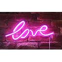 Isaac Jacobs 17.5" x 7" inch LED Neon Pink “Love” Wall Sign For Cool Light, Wall Art, Bedroom Decorations, Home Accessories, Party, Valentines Day