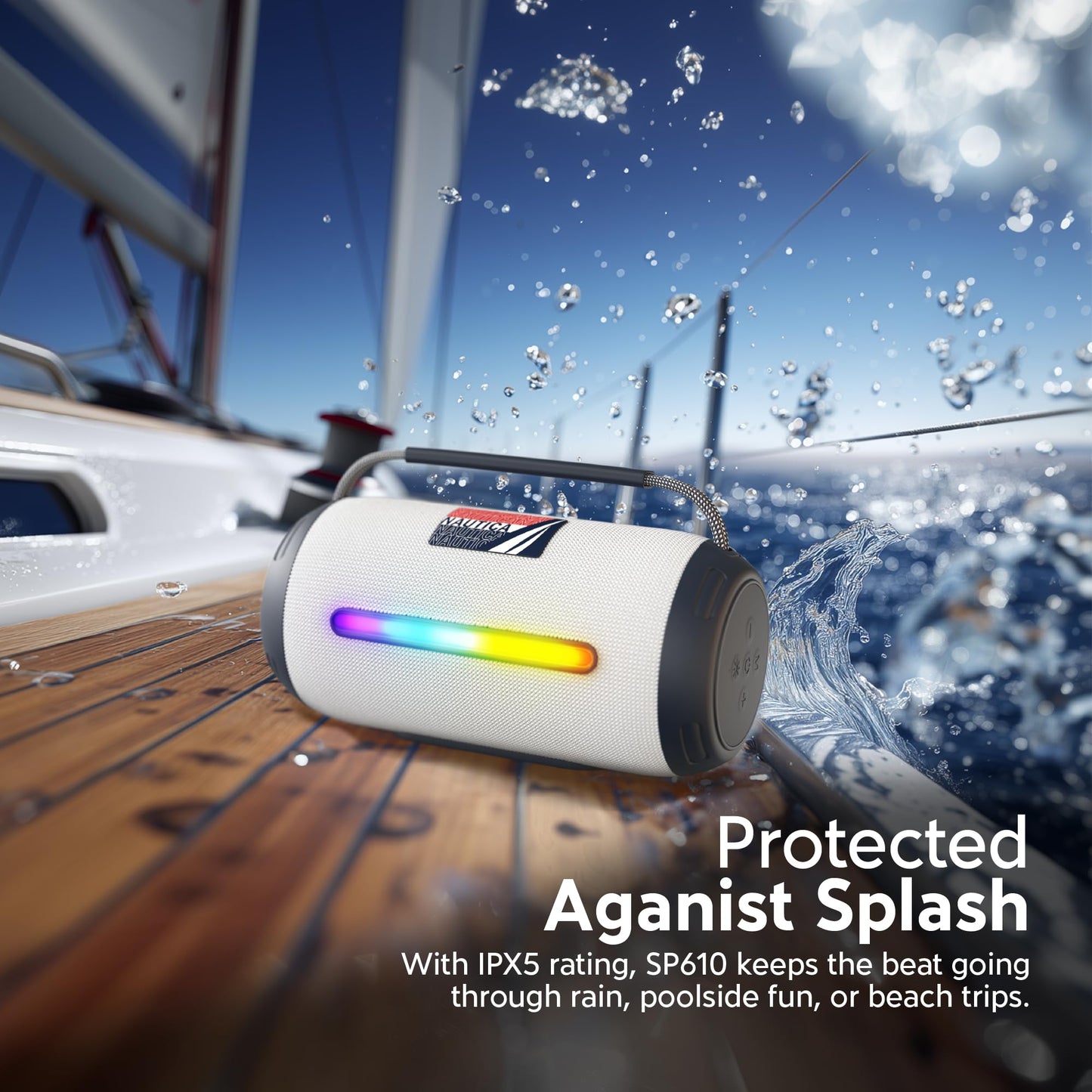 Nautica Urban SP610 True Wireless Outdoor Speaker, Portable IP5 Splash-Proof Bluetooth Speaker, Perfect for Camping, Beach, Backyard & Travel