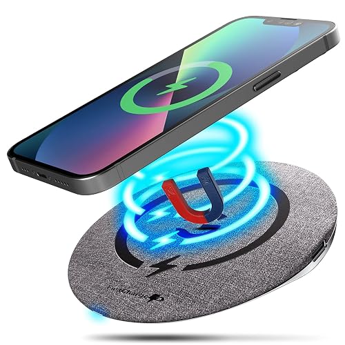 Galvanox Magnetic Wireless Charger, MagSafe-Compatible Desktop Pad with 15W Fast Charging for iPhone 14/14 Pro Max/iPhone 13/13 Pro Max (Solid