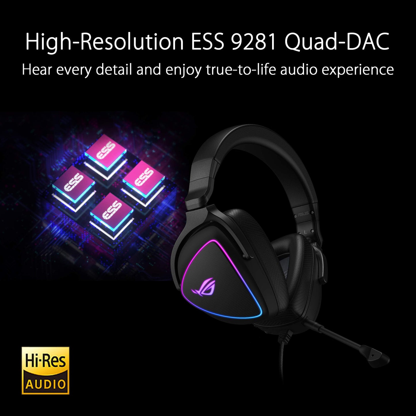ASUS ROG Delta S Gaming Headset with USB-C | Ai Powered Noise-Canceling Microphone | Over-Ear Headphones for PC, Mac, Nintendo Switch, and Sony