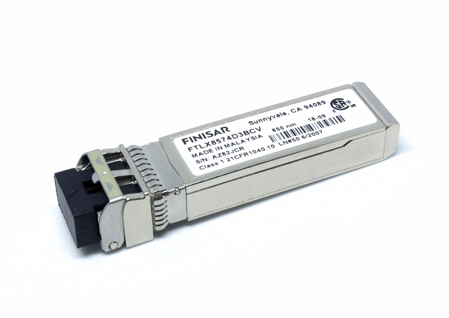 Finisar SFP+ Module - For Optical Network, Data Networking - 1 LC Duplex 10GBase-SR/SW Network - Optical Fiber Multi-mode - 10 Gigabit Ethernet