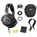 Audio-Technica ATH-R50X Professional Open-Back Reference Headphones - Black Bundle with Case, Stand, Cable, and Austin Bazaar Polishing Cloth
