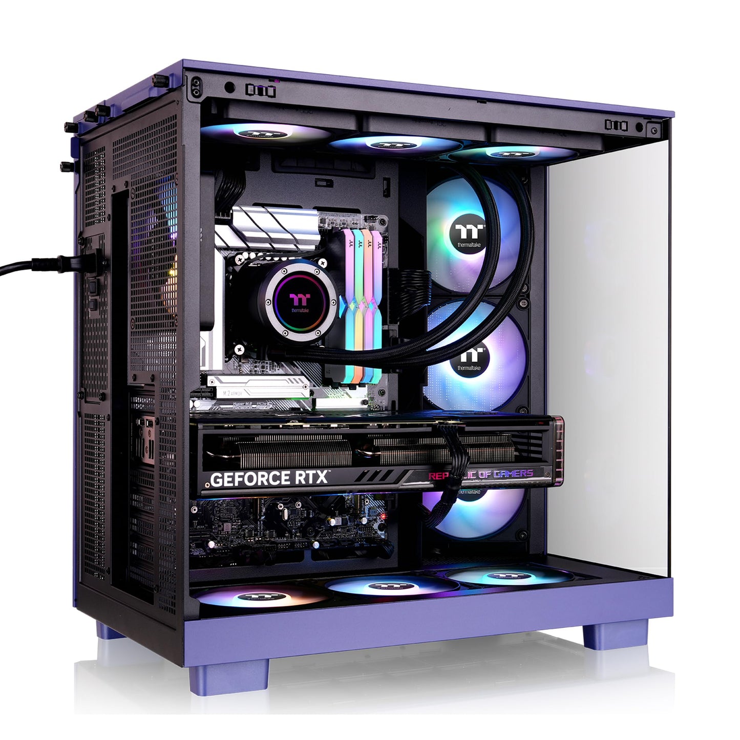 Thermaltake View 380 XL TG ARGB; 4x120mm ARGB Lite Fans Included; 360mm Radiator Support; 420mm GPU Clearance; Hidden Connector Support; Dual Chamber;