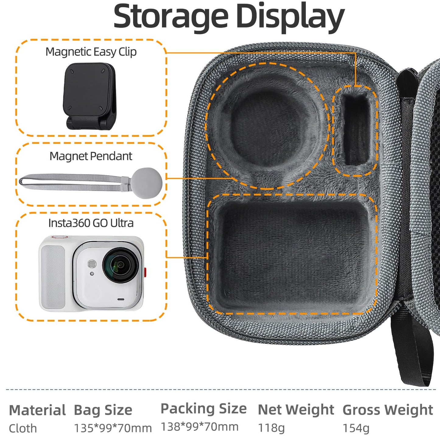 Honlyn Carrying Case for Insta360 GO Ultra,Portable Protective Travel Box Storage Bag for Insta360 GO Ultra Accessories