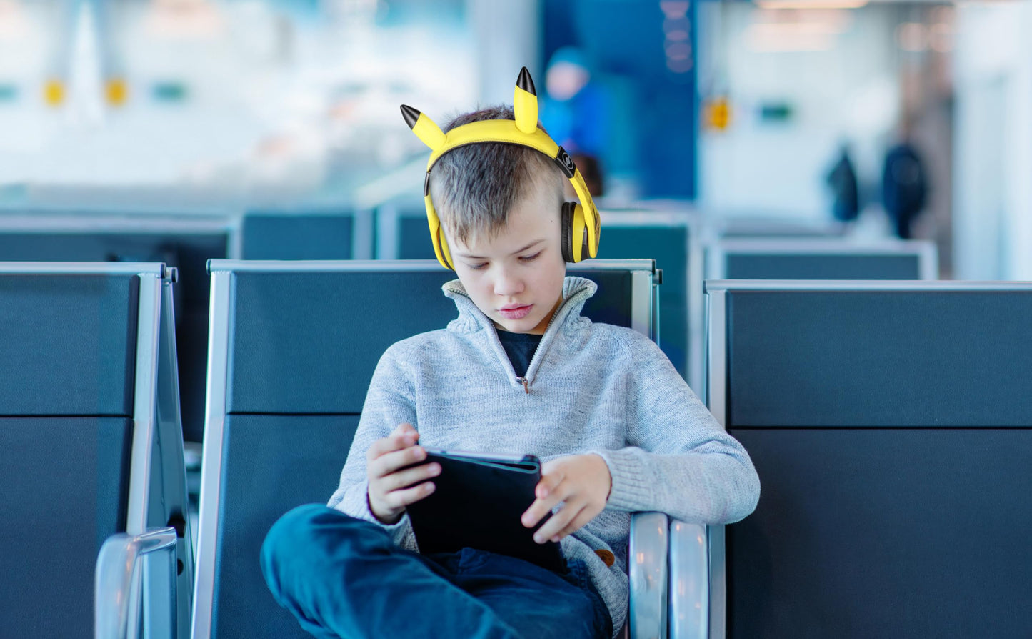 eKids Pokemon Kids Bluetooth Headphones, Wireless Headphones with Microphone Includes Aux Cord, Volume Reduced Kids Foldable Headphones for School…