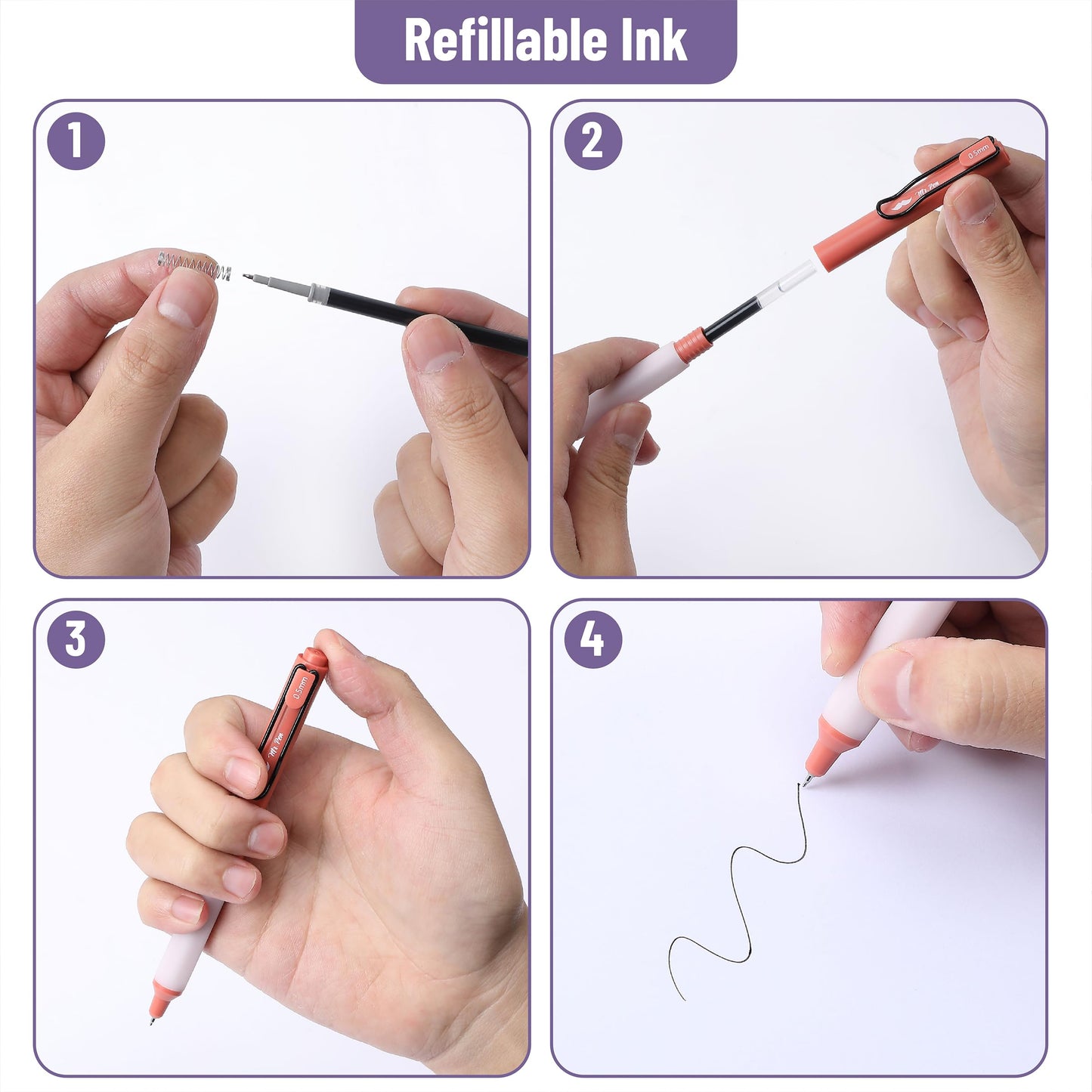Mr. Pen- Retractable Gel Pens, 6 Pack, Black Ink, Vintage Barrels