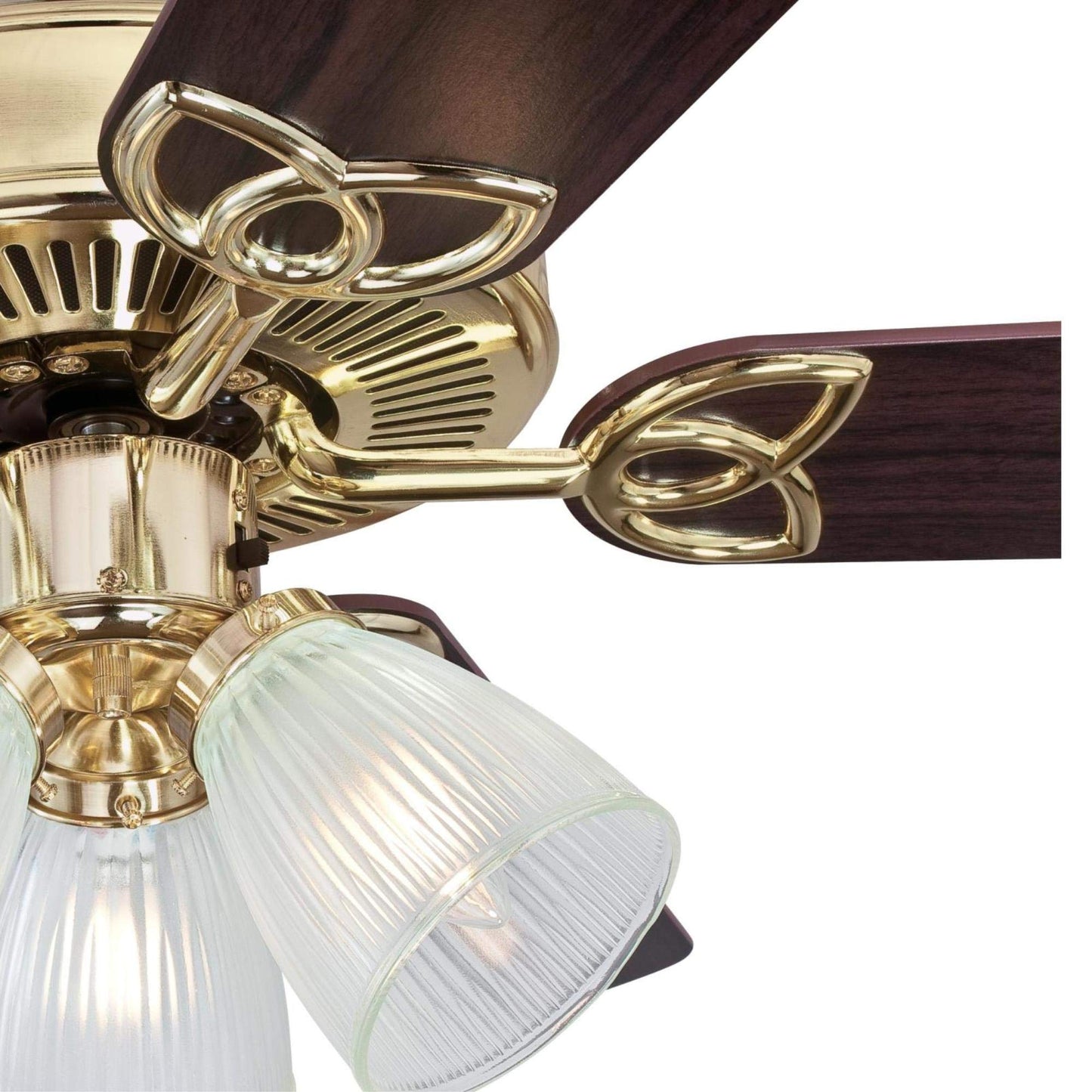 Westinghouse 7233800 Vintage Ceiling Fan with Light, 52 in., Polished Brass