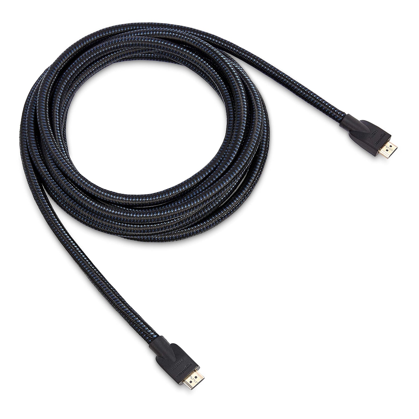 Amazon Basics HDMI Cable 15ft, 4K HDMI 2.0 Cord (18Gbps), Nylon-Braided, 4K@60Hz, 2160p, 48 bit, Compatible with TV/PS5/Xbox/Roku, Black & Blue