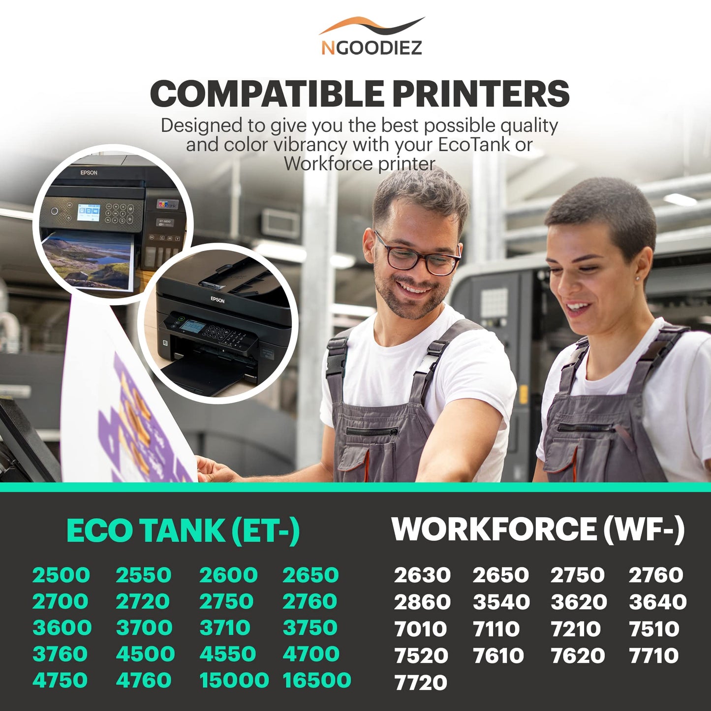 NGOODIEZ Eco Solvent Ink - Water Based Printer Ink, Fast Drying Refill Ink Bottle for Epson EcoTank, & WF Series Printers - Ideal for HTV, Vinyl