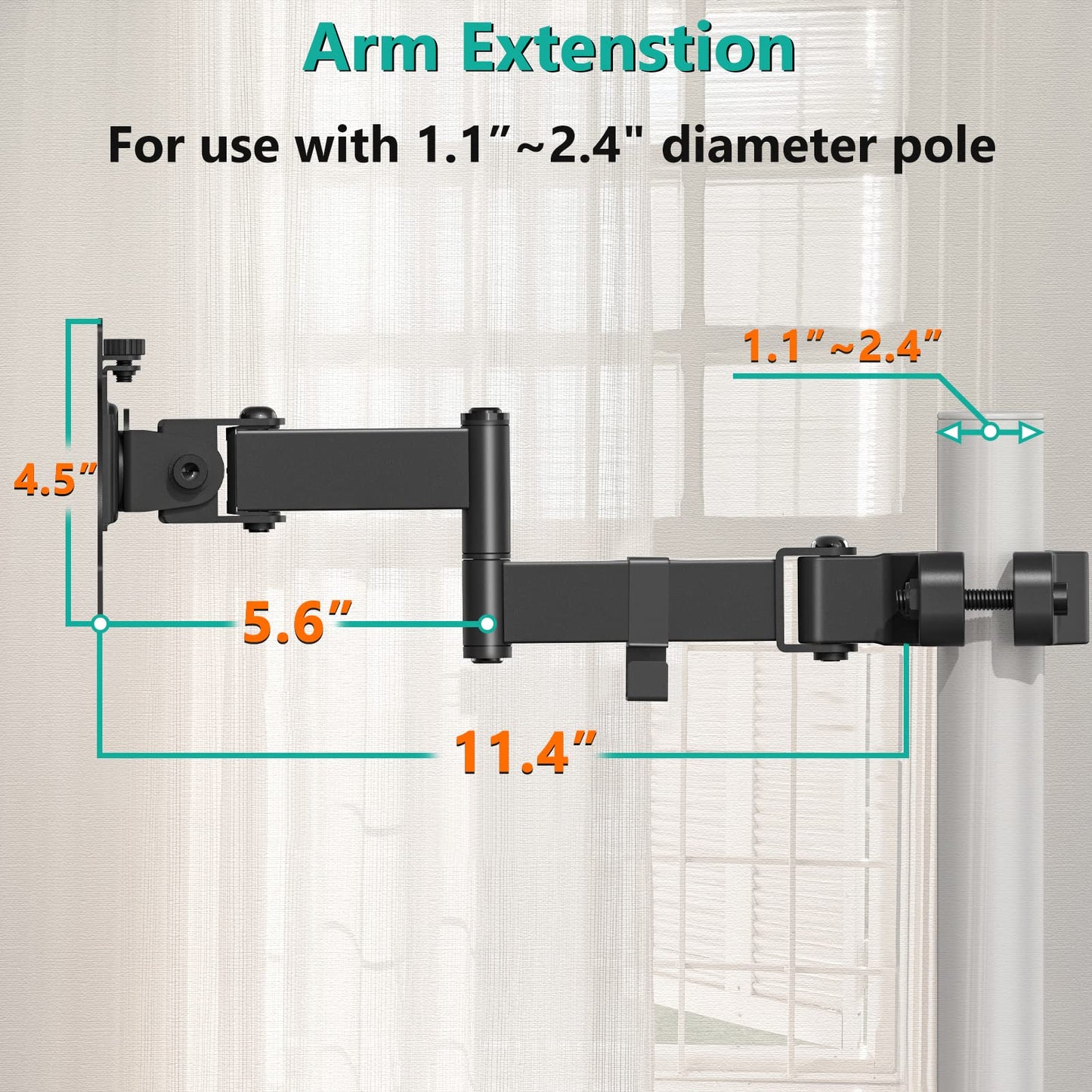 WALI Single Monitor Arm Mount for 17 to 32" Monitors, Full Motion Steel Monitor Pole Mount Bracket with Removable VESA Plate 75mm and 100mm, Vesa