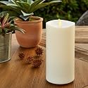 Luminara Pearl Ivory Outdoor Flameless Candle 3.25" x 7", Separate Remote, Moving Flame Flickering Realistic LED Battery Operated Pillar Lights Decor