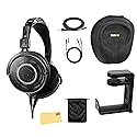 Audio-Technica ATH-R70xa Professional Open-Back Reference Headphones - Black Bundle with Case, Stand, Cable, and Austin Bazaar Polishing Cloth