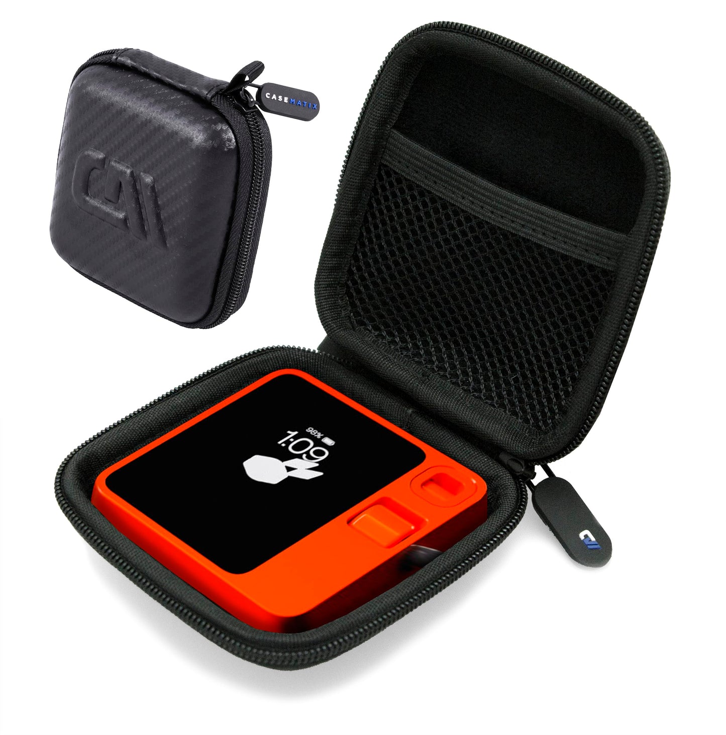 CASEMATIX Carry Case Compatible with Rabbit R1 AI Personal Assistant Device Pocket Companion in an EVA Hard Shell with Accessory Pocket - includes
