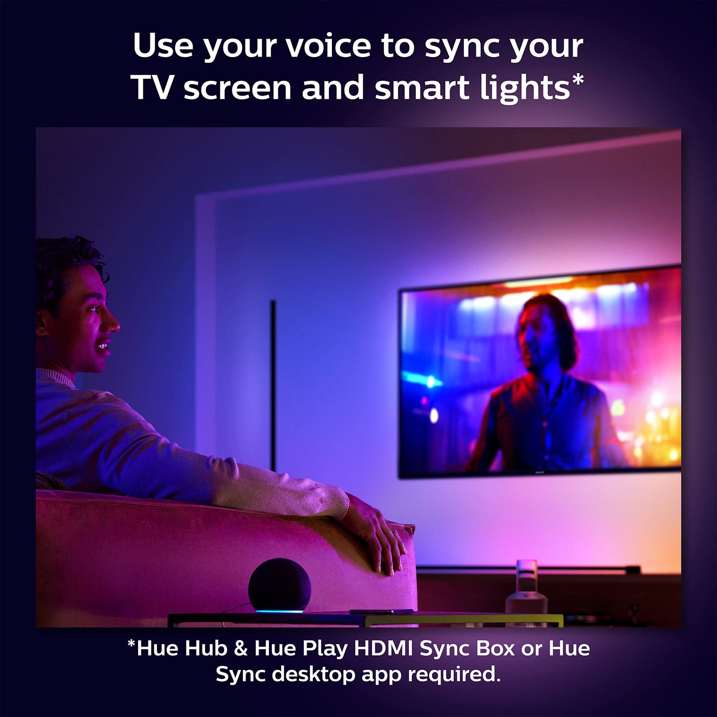 Philips Hue Compact Smart Light Tube, Black - White and Color Ambiance LED Color-Changing Light - 1 Pack - Sync with TV, Music, and Gaming - Requires