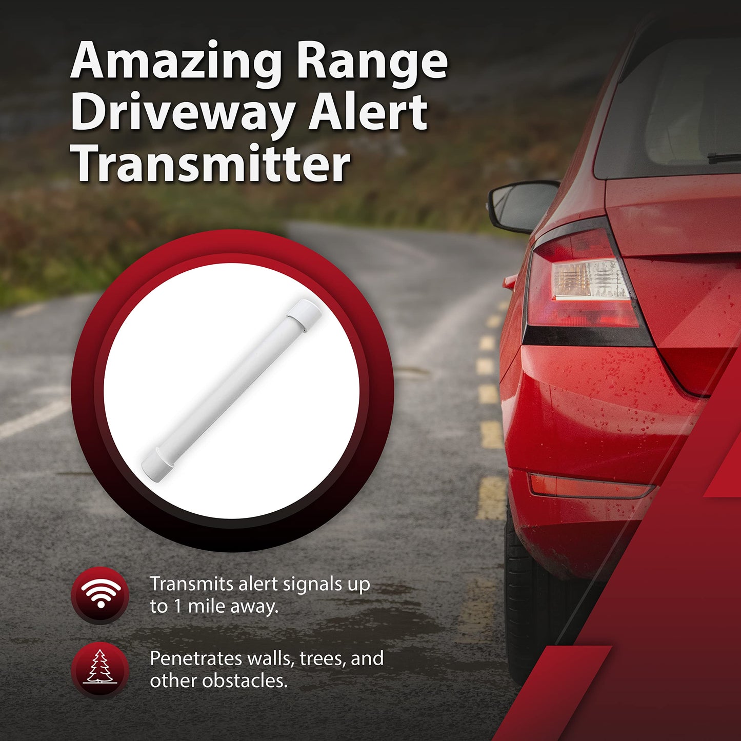 Dakota Alert Driveway Alarm System -DUAL-4000, Includes DCR-4000 Receiver & DAPT-4000 Transmitter, Detects Inbound & Outbound Traffic, Driveway Alarms