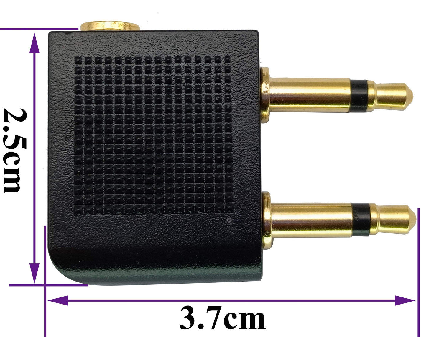 AAOTOKK Dual 3.5mm (1/8") Male to 3.5mm Female AUX Audio Jack Adapter Converter for Using Headphone on Airplane Airline Flight (2 Pack)