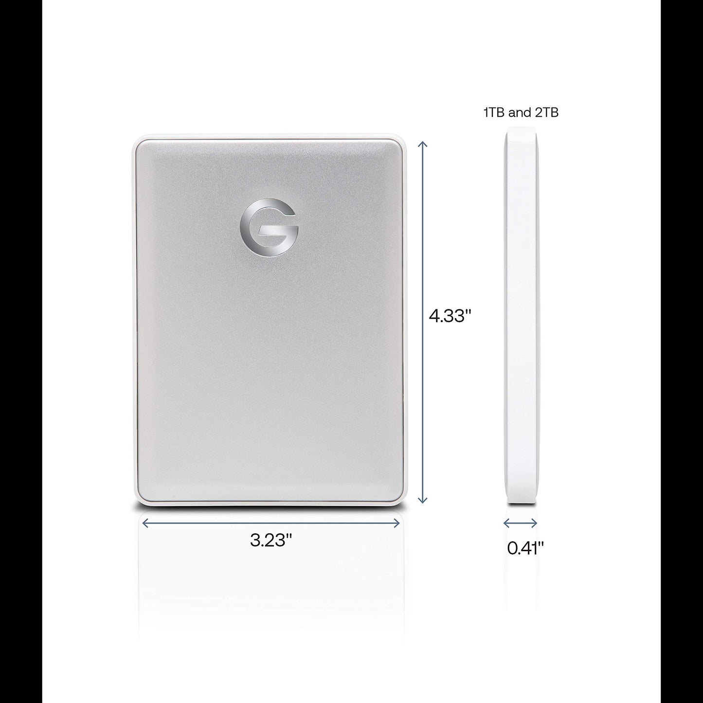 G-Technology 1TB G-DRIVE mobile USB-C Portable External Hard Drive, Silver - 0G04876-1