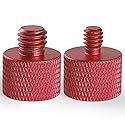 Frgyee Mic Adapter 5/8 to 1/4 & 3/8 Adapter Set for Microphone Stand to Tripod & Camera (Red)