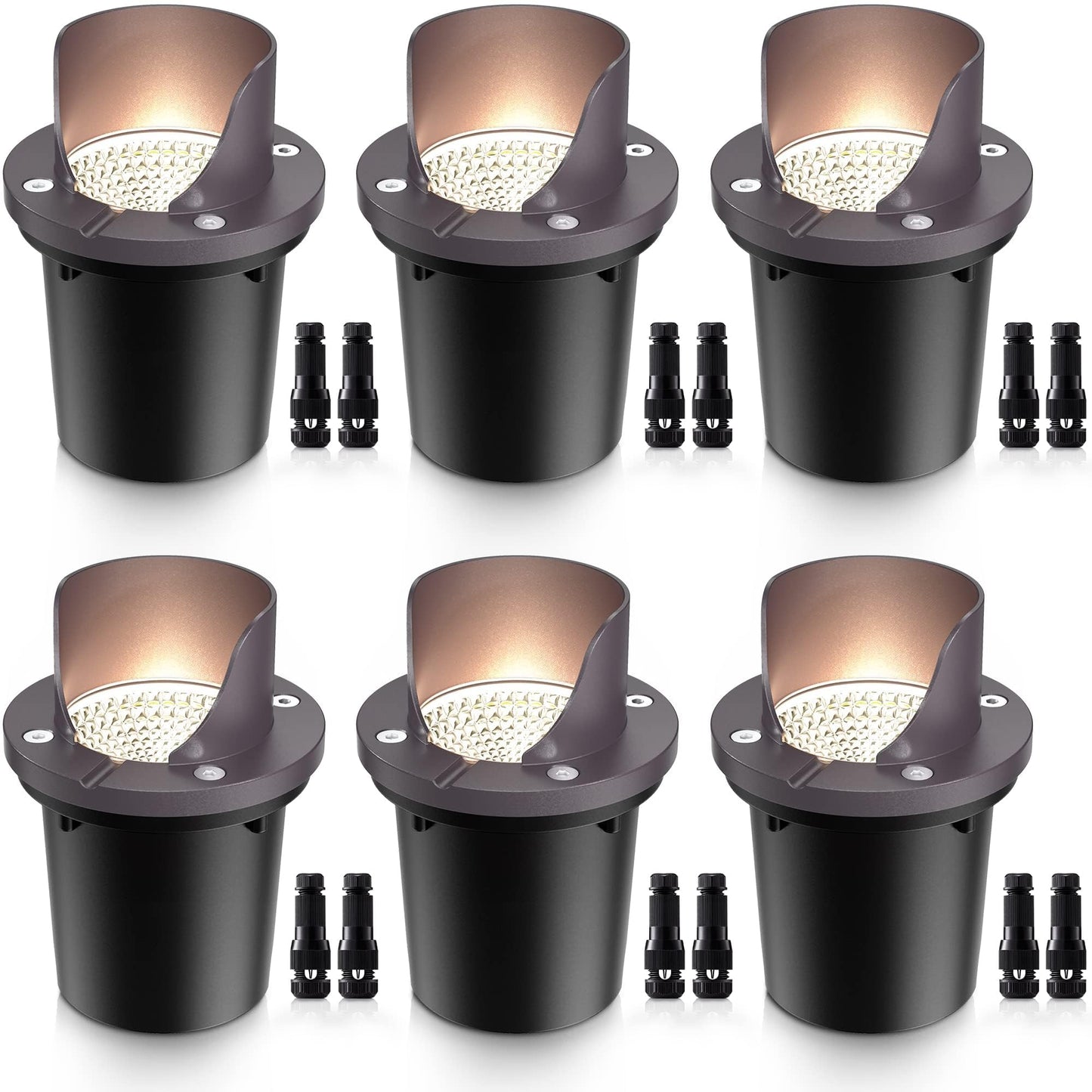 SUNVIE 12W Low Voltage Landscape Lights Waterproof Outdoor In-Ground Lights Shielded LED Well Lights 12V-24V Warm White Landscape Lighting for Pathway