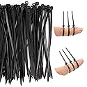 CNAM 4” Black Zip Ties, 500 Pack, 20lb Strength, UV Resistant Small Nylon Cable Ties, Self-Locking 4 Inch Tie Wraps for Indoor and Outdoor, 4? 500PCS