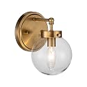 Aspen Creative 62338-13-1, One-Light Metal Bathroom Vanity Wall Light Fixture, 5" Wide, Transitional Design in Warm Brass